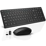 Wireless Keyboard and Mouse Combo, ZeroPing 2.4GHz Slim Compact Full Size Quiet Wireless Keyboard...