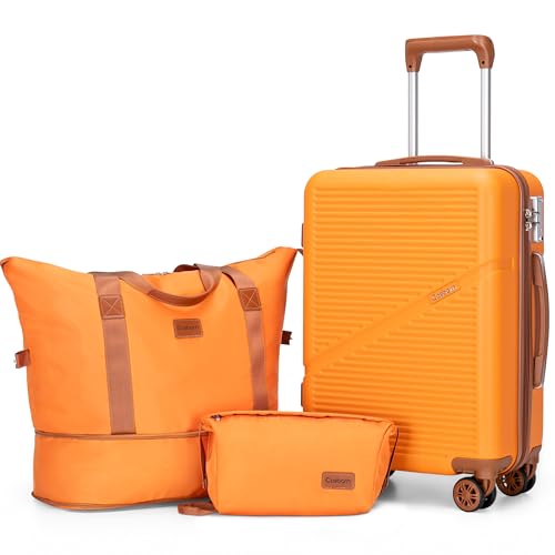 Cosbarn Carry On Luggage Set 22x14x9 Airline Approved, 3 Piece 20 Inch Lightweight ABS Hardside Suitcases with Wheels and TSA Lock, Durable Waterproof Travel Suitcase for Men Women