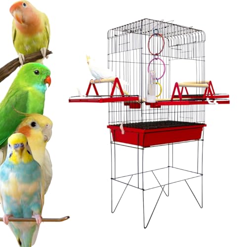 Viveiro Para Calopsita Grande Triplex Slim Playground Gaiola Para Pássaros (Vermelho)