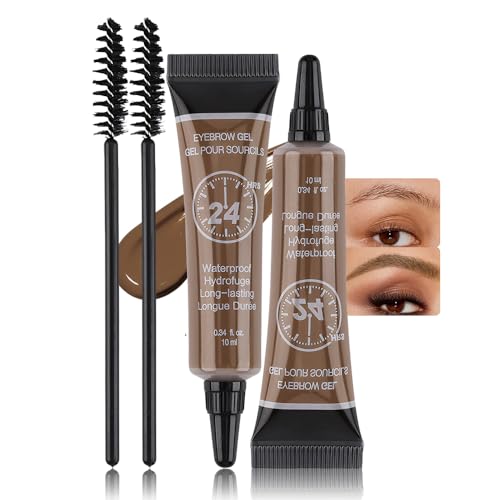 BINGBRUSH 2 Pcs Thickening Brow Mascara, Extreme Hold Tinted Eyebrow Gel, Waterproof Smudge-proof Professional Brow Color Kit, Eyebrow Makeup Set(115# Chocolate)