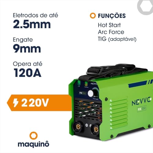 Máquina Inversora De Solda Fix1350 220v 120a Mma Tig + Máscara Automática NEVVO