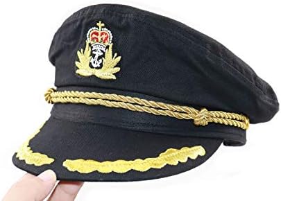 Geekbuzz Navy Captain Hat Unisex Adjustable Naval Costume Sailor Cap for Men Women Adult