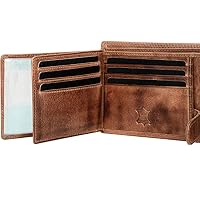Fa.Volmer ® Leder Geldbörse Herren mit RFID-Schutz I extra-stabile Doppelnaht I 9 Fächer für Kreditkarten I Querformat I VO11 RFID (Antique Brown) – Ansicht 3