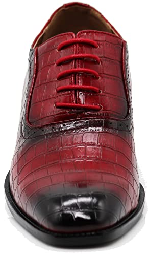 Image of Gator3N Men's Alligator Crocodile Print Oxfords Fashion Lace Up Dress Shoes