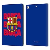 Sistema de cierre magnético Head Case Designs Licenciado Oficialmente FC Barcelona Escudo del Barça Gráficos Carcasa de Cuero Tipo Libro Compatible con Apple iPad 9.7 2017 / iPad 9.7 2018