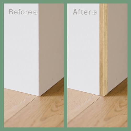 Image of 6Pcs 48 inch Wall Corner Protector,Wood Grain Wall Edge Strip Guards Trim,Oak | Pre-Cut,Avoid Scratching Scuffs,Furniture Cabinet Protection