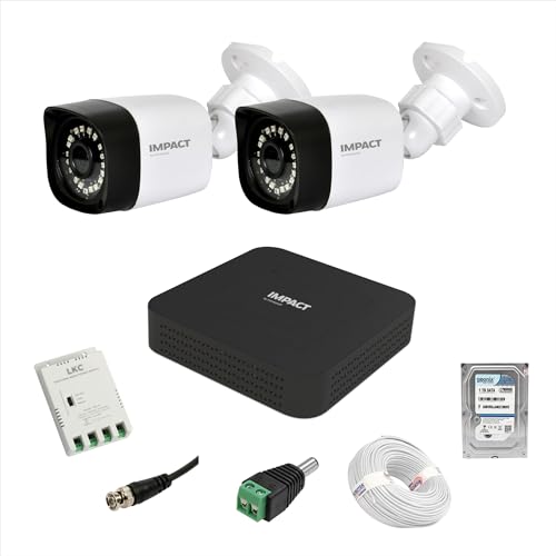 Image of IMPACT BY HONEYWELL 2 MP Wired CCTV KIT with 4 Channel DVR I 2 Bullet Cameras I 1 TB Hard Disk & Accessories I Made in India I White (I-MKIT4CH-5 K)