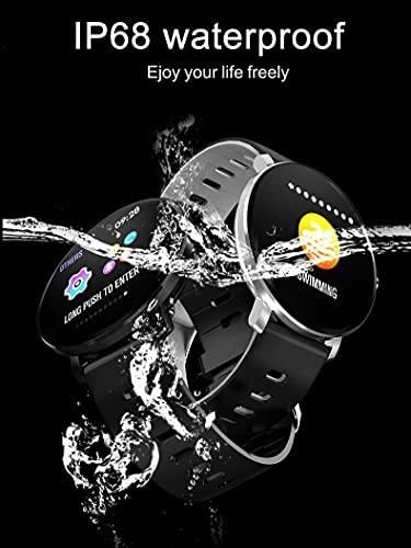 LLM Ultradunne smartwatch voor heren, IP68, waterdicht sporthorloge, herenhorloge, hartslagmeter, fitnessarmband voor Android iOS (A) - Afbeelding 6