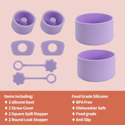 Miniatura 2 de Saluoke Juego De 8 Accesorios Para Stanley Cup, Contiene Tapas Para Pajitas, Tapones De Silicona A Prueba De Fugas, Botas De Silicona Para Stanley Cup 2.0 1,2l 850ml, Taza No Incluida Morado