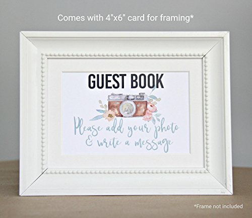 Rustic Wedding Guest Book. Photo Guest Book Bridal Shower Guest Book Rose Gold Foil, Softcover 8.5" X 7". Photo Guestbook Blank Pages, Anniversary Guest Book, Rustic Wedding Rose Decorations (White) #TOP5