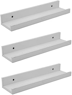 Harbour Housewares 3x White 32.5cm Floating Picture Ledge Wall Shelf Gallery Bookshelf Storage Shelves Set Easy To Install Office, Bedroom, Living Room, Storage Mounted Shelves