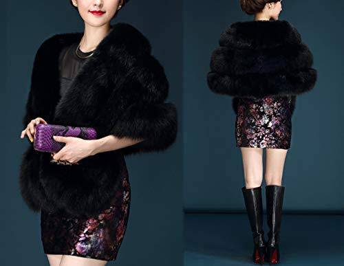 Women's Faux Fur Shawl Wrap Cape Stole Cloak Coat Shrug Scarf for Party4