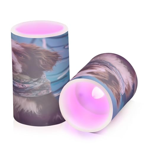 ALAZA Dog (83) Flickering Flameless Candles Battery Operated with Remote Timer,Tea Light Candles LED Pillar Votive Candles Set of 2 for Outdoor Indoor Decorations