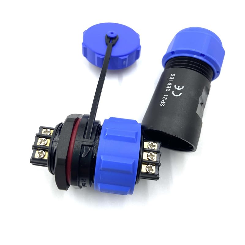3 stuks aansluitstekker, luchtvaartstekker, SP21, 3-polig, IP68, 3-pins, soldeervrije luchtvaartstekker, waterdichte luchtvaartstekker voor buitenlampen, gebruikt 500 V, 30 A (12 AWG kabel met