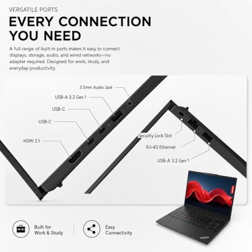 Image of Lenovo ThinkPad E16 16 WUXGA Laptop Computer, 32GB DDR5 RAM, 1TB PCIe SSD, AMD Ryzen 5 230 6-Core Processor (Beat i7-1355U), WiFi 6E, Backlit KB, Fingerprint, Numeric Keypad, Win 11 Pro, Black