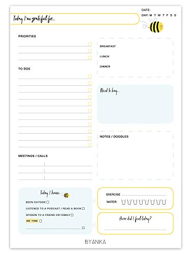 BYANIKA Planificador diario – Bloc de escritorio de 120 g/m², 50 hojas de rasgar, lista linda de hacer – Organizador de planificación de productividad