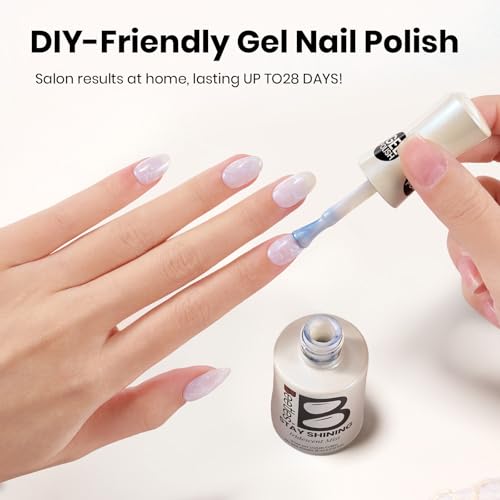 Image of Beetles Pearl Gel Nail Polish - 15ml Stay Shining Iridescent Mist Gel Polish White Blue Sparkle Thread Effect Nail Art Uv Led Home Salon Long-Lasting Soak-Off Nail Gel Gift for Women