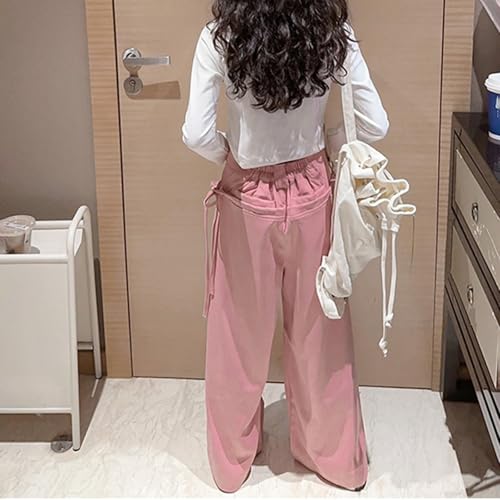 Girls' Vintage Multi-Pocket Cargo Pants Solid Color Streetwear Parachute Pants Vintage Grung𝚎 Aesthetic Clothes2