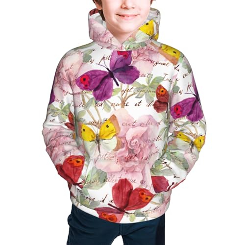 Butterflies and Vintage Kids Pullover Hoodies Boys Sweatshirts Girls Athletic Clothes with Pocket2