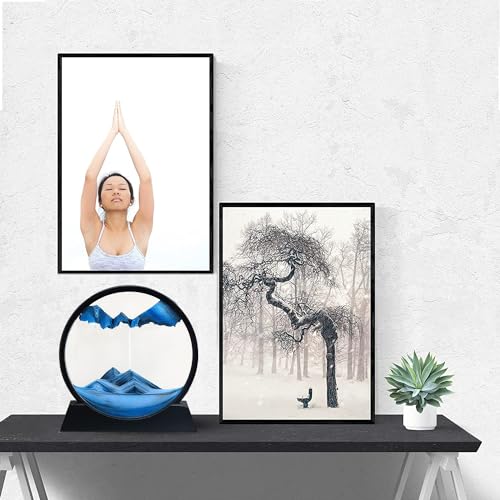 LINPING Flowing Sand Painting,Moving Sand Art Picture Round Glass 3D Deep Sea Sandscape in Motion Display Flowing Sand Frame, Home & Office Desktop Decorations (12 Zoll, Blue) - Image 5