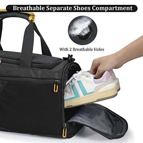 Gym Duffle Bag For Men Women, Travel Duffel Bag Backpack With Shoe Compartment & Wet Pocket, 50L Waterproof Sports Overnight Weekender Bag With Usb Port, Black #TOP3