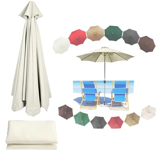 Copertura di ricambio per ombrellone da esterno da 2 m, resistente ai raggi UV, 6/8 stecche, per patio rotondo, piscina, spiaggia, padiglione, beige (6 stecche, 2 m)