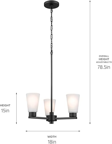 Miniatura 6 de Kichler Stamos - Lámpara de techo de 3 luces, moderna lámpara de techo para sala de estar, comedor, dormitorio o vestíbulo, en negro, (18 pulgadas