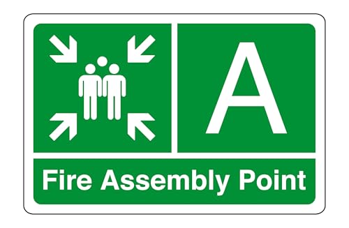 Fire assembly point "A" - safety sign - 1.2mm Rigid plastic for indoor/outdoor usage (300mm x 200mm) Viewing Distance within 7m.