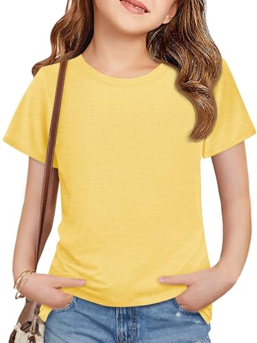 Image of Imily Bela Girls Summer Crewneck T Shirts 5-14 Years | Kids, Casual, Short Sleeve, Loose Basic Tee Tops, Versatile Everyday Wear, Sports, school, party & outdoor activities