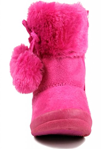 Kali Footwear Little Girl's Bany Flat Pom Pom Ankle Boot 7 Hot Pink4