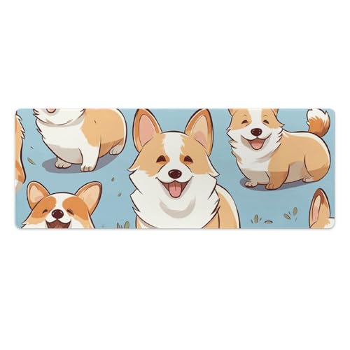 Tapis de souris de jeu Corgi grand format imperméable pour bureau gamer