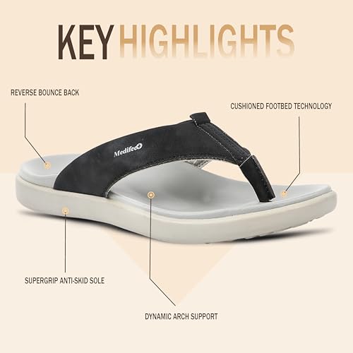 Image of Medifeet Men's Leather Thong Slippers