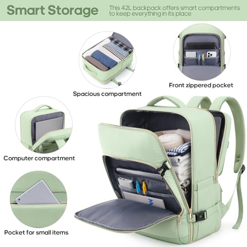 Image of Luggage Sets 3 Piece, Carry On Luggage 20In With Spinner Wheels,PC Hardside Suitcase Set with TSA Lock,Durable Carry On Suitcase With Travel Backpack for Men (Light Green, 3 piece set (BP /20inch))