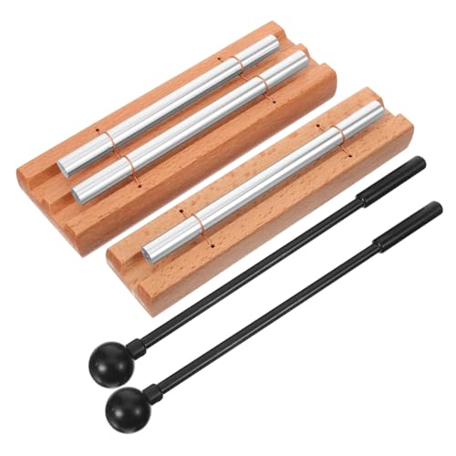 NULYLU Sound Therapy Tools 2 Pack Wood Metal Meditation Chimes Healing Percussion Instrument with Mallet