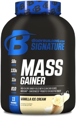 Bodybuilding Signature Signature Mass Gainer | 50g of Mass-Building Protein | Protein, Calories, Fats, Probiotics and Carbohydrates | 5 Lbs. Vanilla