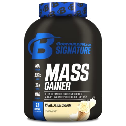 Bodybuilding Signature Signature Mass Gainer | 50g of Mass-Building Protein | Protein, Calories, Fats, Probiotics and Carbohydrates | 5 Lbs. Vanilla
