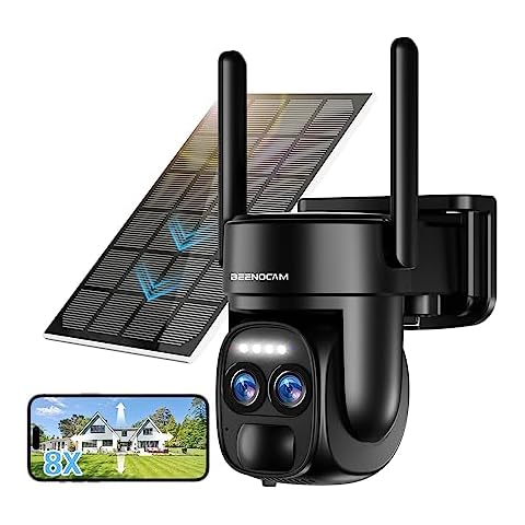 4K 8MP Solar Security Cameras Wireless Outdoor Battery Powered,360°PTZ Wireless Cameras for Home Security with Spotlight Siren, 5Dbi Dual antenna,PIR Human Detection,Color Night Vision,2.4/5Ghz Cover