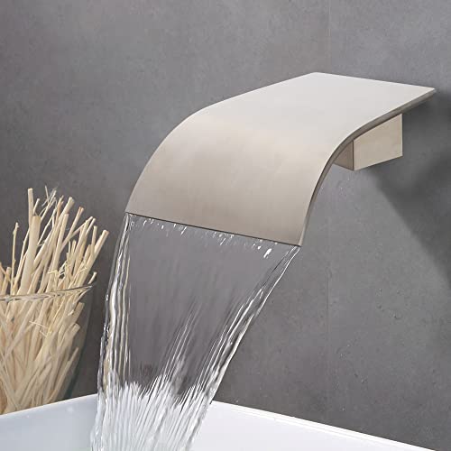 AZOS High Flow Tub Spout Wall Mounted Bathtub Faucet Filler Waterfall Spout for Bathroom Sink and Tub Shower, Tub Waterfall Sprayer Brushed Nickel by AZOS - Used condition - US$24.50