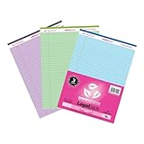 ROARING SPRING Enviroshades Recycled Colored Legal Pads, 3 pack, 40 Sheets, 8.5' x 11.75', pack includes 1 of each Orchid (Purple), Blue and Green pads.