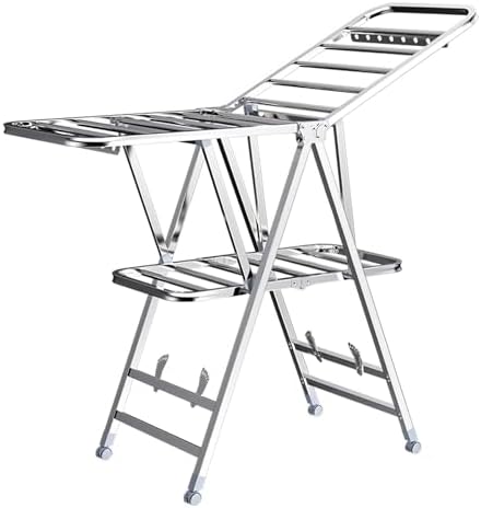 Foldable Clothes Drying Rack Folding Retractable Collapsible Drying Rack Clothing, Stainless Steel Hanging Drying Rack Space Saver for Laundry, Bathroom, Balcony, Clothes Drying Racks