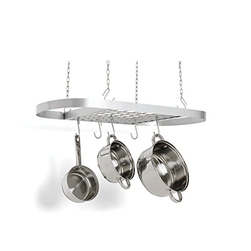 Fox Run 74935 Carbon Steel Oval Pot Rack 17 x 33 x 1.5 inches Metallic