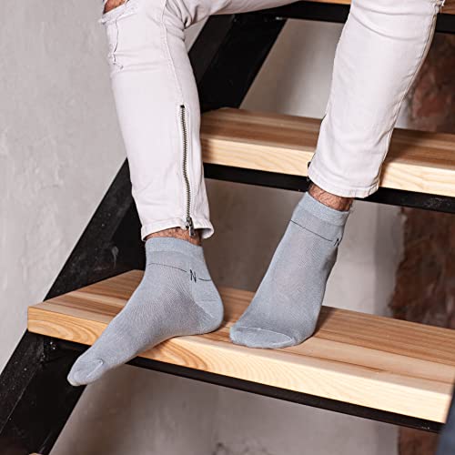 Nudus Mens Premium Bamboo Socks - 5 Pair Low Cut Socks - 10-13 Shoe Size #TOP3