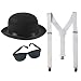 Black Derby Costume Bundle With Suspenders & Retro Sunglasses Funny Party Hats