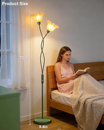 Image of Lightdot Flower Floor Lamp for Living Room, Modern Dimmable Floor Lamp with DIY Goosenecks & Bulbs Included, Spring Green 2 Light Standing Tall Lamp for Bedroom /Kids Room /Sofa Beside /Corner Decor