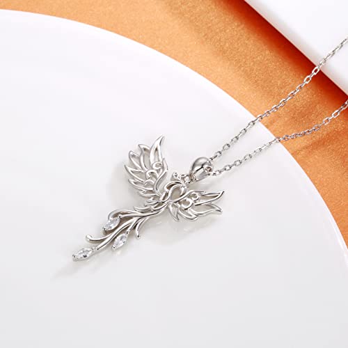 925 Sterling Silver Rising Phoenix Necklace Pendant Rise from the Ashes Jewelry Gifts for Women Christmas Birthday3