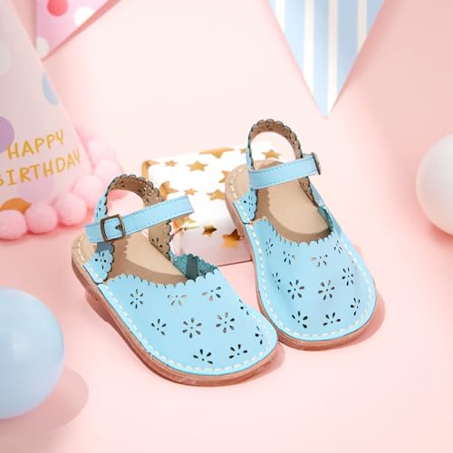Image of Kolan Toddler Girl Sandals Open Toe Flat Princess Dress Shoes Little Kids