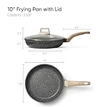 CAROTE Non Stick Frying Pan Skillet, Nonstick Granite Fry Pan with Glass Lid, Egg Pan Omelet Pans, Stone Cookware Chef's Pan, PFOA Free (Classic Granite, 10-Inch) - Image 2