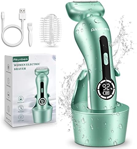 Electric Razor for Women for Legs Bikini Trimmer Electric Shaver for Women Underarm Public Hairs Rechargeable Womens Shaver Wet Dry Use Painless Cordless with Detachable Head