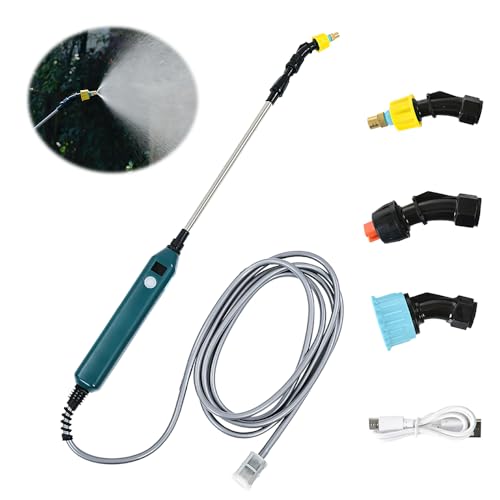 Dhqkqg Spruzzatore Elettrico, Ricarica USB Spruzzatore Giardino con Visualizzazione Della Batteria, Nebulizzatore Elettrico, Spruzzatore con 3 Beccuccio Regolabile e 5M Tubo, Nebulizzatore Piante