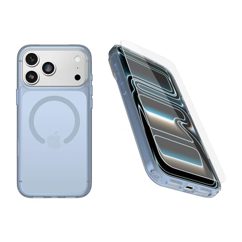 OtterBox iPhone 17 Pro Max(�̂�)�o���h��:Symmetry Series+ �P�[�X & �X�N���[���v���e�N�^�[ - Blue Bliss - MagSafe�ɃX�i�b�v-�����炩-����オ�����G�b�W���J�����ƃX�N���[����ی�-��